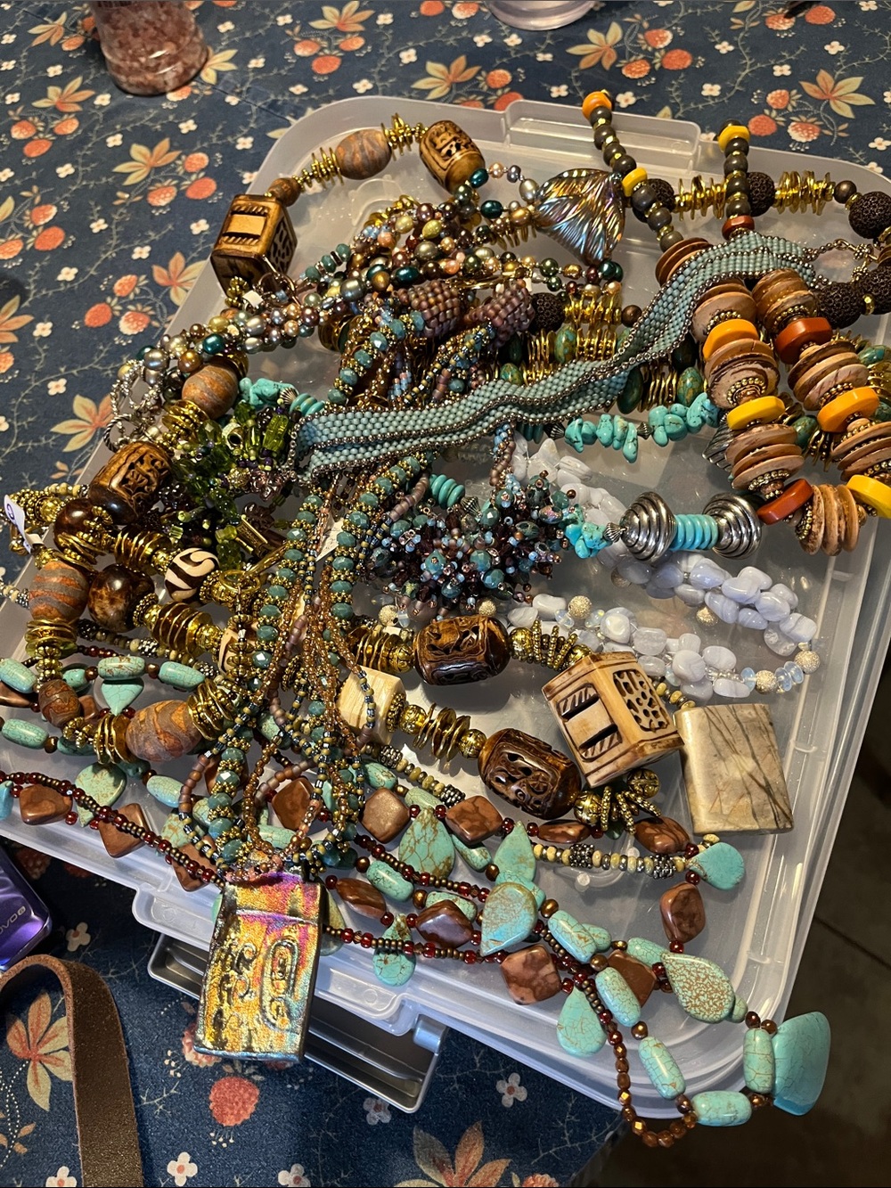 Turquoise Multi-Strand Beaded Necklaces - Boho Statement Set